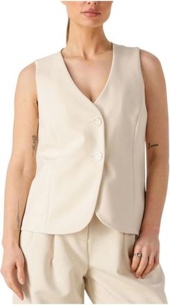 Co'Couture Jassen, Dames, Beige, XS, Polyester, Elegante Curve Vest