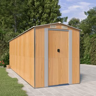 vidaXL Cobertizo Jard&iacute;n Acero Galvanizado Marr&oacute;n Claro 192x606x223 Cm Vidaxl