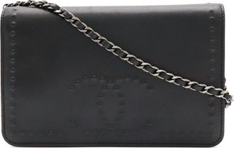 Chanel Black Leather Chain/Shoulder Wallet (Pre-Owned)