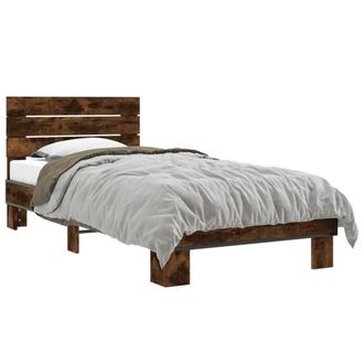 Berkfield Home Bed Frame without Mattress Smoked Oak 90x200 cm in Brown