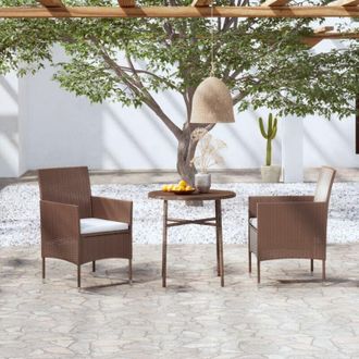 vidaXL Set Mobili da Pranzo per Giardino 3 pz in Polyrattan Marrone - Vidaxl