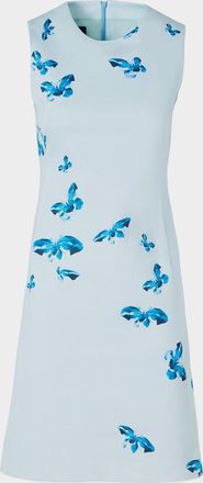 Akris Butterfly-Print Cotton-Silk Sleeveless Mini Dress
