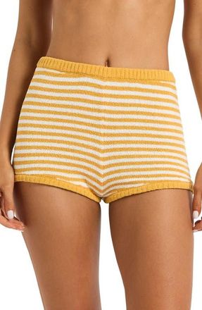 Bond-Eye Ozzy Striped Knit Shorts in Saffron/white at Nordstrom, Size X-Small/small