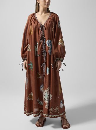 Alemais Womens Laurence cotton-ramie blend painted shapes dress