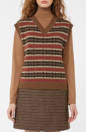 Max Mara Fleres Jacquard Sweater Vest in Camel at Nordstrom, Size X-Small