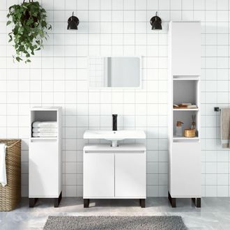 vidaXL Armario De Ba&ntilde;o Madera Contrachapada Blanco 30x30x190 Cm Vidaxl