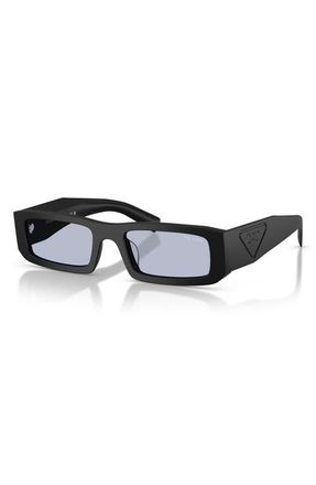 Prada 54mm Rectangular Sunglasses in Matte Black /Blue at Nordstrom