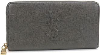 Saint Laurent Gray Leather Coin Purse/Coin Case (Pre-Owned)