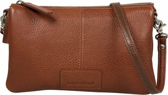 Burkely Leather Shoulder Bag Soft Skylar Triple Pocket Zip Chestnut Brown