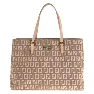 Fendi Pre-owned Tote Bags, female, Beige, Size: ONE SIZE Pre-owned Canvas Tote Bag
