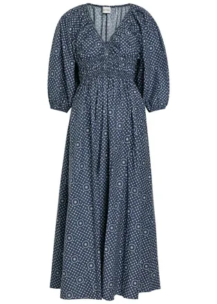 Matteau Printed Cotton-poplin Midi Dress - Blue - 1 (UK 6 / XS)