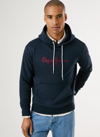 Pepe Jeans London Hoodie PEPE JEANS MACBETH PLAIN, Herren, Gr. M, blau (dulwich blau), Sweatware, Obermaterial: 70% Baumwolle, 30% Polyester, bedruckt, regular fit, Rip