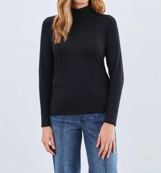 FDJ Long Sleeve Mock Neck Top In Black