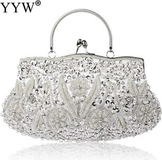 YYW Elegant Womens Beaded Evening Clutch Bags for Weddings and Parties - Embroidered Handbags and Retro Mini Wallets
