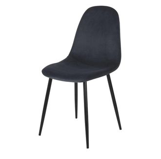 Maisons du monde Silla de terciopelo reciclado gris pizarra con patas de acero negro
