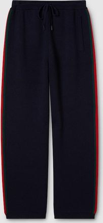 Gucci Stitch Wool Leisure Pants With Web, Size XXXL, Blue, Ready-to-wear