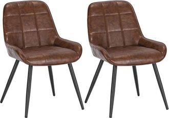 Woltu 2x Sillas De Comedor Silla Ergon&oacute;mica Con Respaldo Silla De Piel Sintetica En Estructura Metal Sillas Para Dormitorio Sal&oacute;n Comedor Y Cocina Marrone O