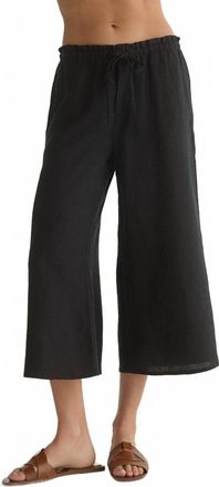Bella Dahl Ruffle Waist Wide Leg Crop Pant In Black
