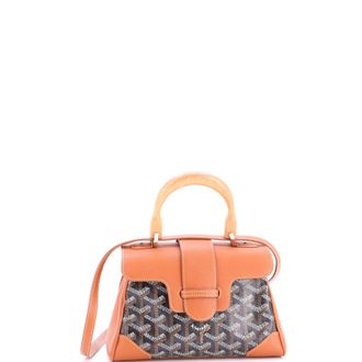 Goyard Saigon Top Handle Bag Coated Canvas with Leather Mini