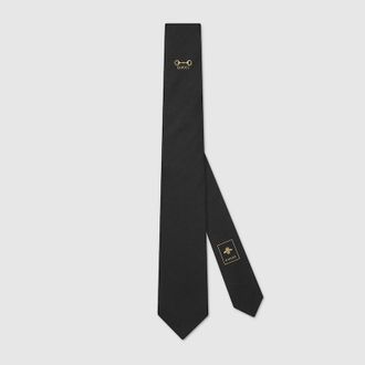 Gucci Silk Jacquard Tie, Black