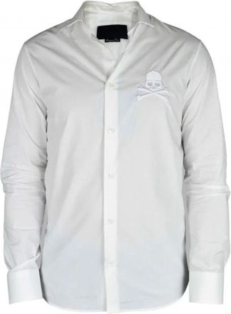 Philipp Plein Poplin Shirt - Heren - Casual Overhemden - Wit - S - Katoen - Overhemden