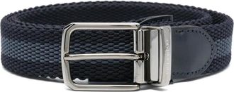 Paul & Shark leather-trim belt - men - Rayon/Calf Leather/Rubber - 100 - Blue