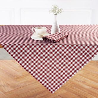 Solino Home Linen Table Throw - Gingham Check, 52 x 52, 52 x 52 in Burgundy at Nordstrom, Size Small