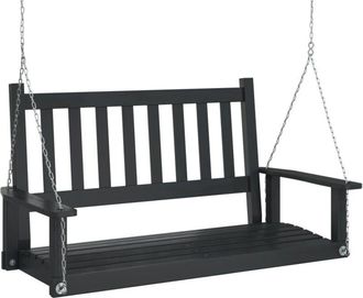 vidaXL Vidaxl - Garden Swing Bench with Metal Chains Black Solid Wood Fir