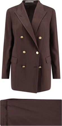 Tagliatore Jassen, Dames, Bruin, L, Linnen, Jasmine Pinstripe Suit