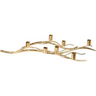 Beliani Beliani - Candelero Para 7 Velas Decoraci&oacute;n Minimalista Rama De &Aacute;rbol Dorado Arrentela