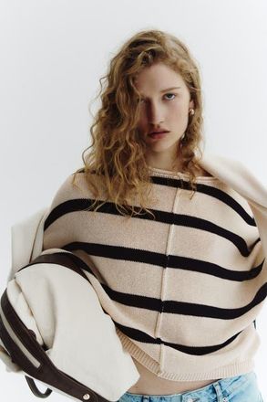 H&M Batwing-sleeved Sweater in Cream/striped at Nordstrom, Size X-Large