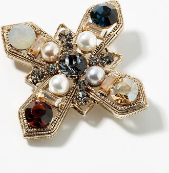 Le 31 Mens Pearl and gemstone cross brooch