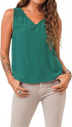 Dear John Denim Paige Ruched Tank In Galapagos Green