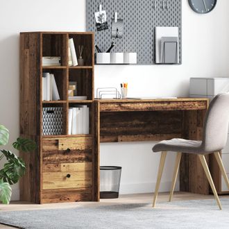 Berkfield Home Desk with Storage Old Wood Engineered Wood in Brown