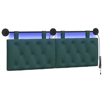 vidaXL Cabecero Colgante Con Luz Led Verde Oscuro Tela Vidaxl