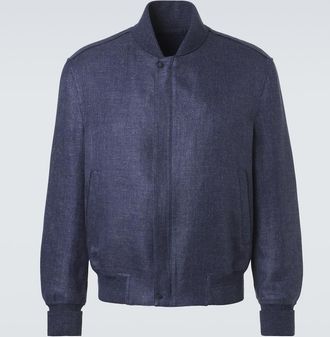 Berluti Leather-trimmed linen, wool, and silk bomber jacket