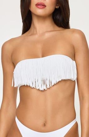 L*Space Dixie Fringe Strapless Bikini Top in White at Nordstrom Rack, Size X-Large