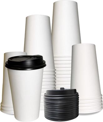 OEM Paquete De 100 Vasos De Papel De 590 Ml Con Tapa, A Prueba De Fugas, Con Aislamiento T&eacute;rmico, Ideales Para Caf&eacute; Y T&eacute;, La Oficina Y Para Viajar