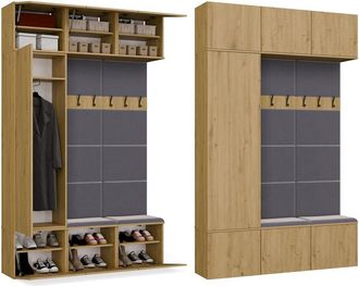 Topeshop Haga Iii 1sz2w - 1x Armario + 2x Barra De Armario - Estantes - 150x35x238 Cm - Roble Artisan