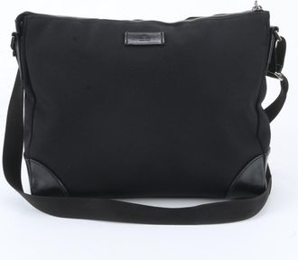 Gucci Black Leather Nylon Messenger Bag Shoulder Bag (Pre-Owned)