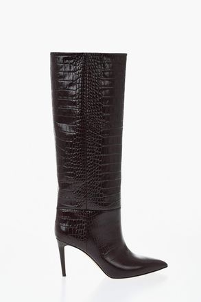 PARIS TEXAS Stivali in Pelle Effetto Coccodrillo con Tacco a Spillo 9.5cm Paris Texas