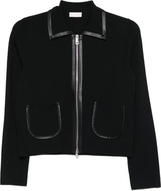 Liu Jo leather-trimmed zip-front jacket - Black