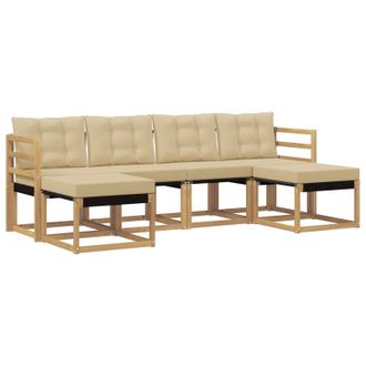 vidaXL Conjunto De Sof&aacute;s De Exterior Con Coj&iacute;n 6 Pcs Y Beige Vidaxl
