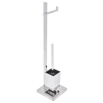 Beliani Soporte Para Papel Higi&eacute;nico Y Cepillo Acero Plateado Independiente Acabado Cromado Brillante Accesorios De Ba&ntilde;o Modernos Ulapes