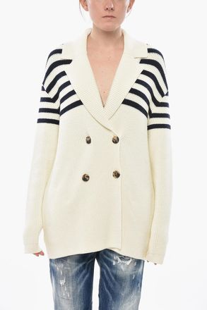 Givenchy Cardigan Doppiopetto in Misto Cotone con Dettaglio a Righe Givenchy