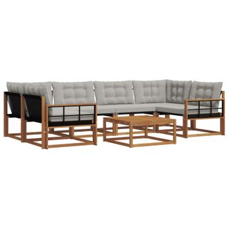 vidaXL Conjunto De Sof&aacute;s De Exterior 7 Pcs Gris Natural Y Claro Vidaxl