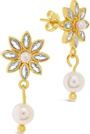 Sterling Forever Esti Cubic Zirconia & Cultured Pearl Drop Earrings in Gold at Nordstrom Rack