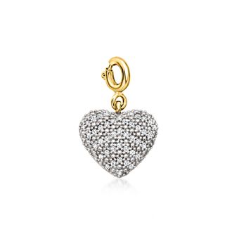 Ross-Simons Diamond Heart Charm in 18kt Gold Over Sterling