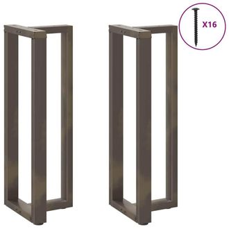 Berkfield Home Modern Bar Table Legs T-Shaped&not;2 pcs Natural Steel 50x35x(110-11 in Dark Grey