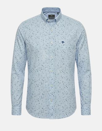 Fynch-Hatton Mens Flower Print Button Down Shirt New Breeze - Blue - Size: 46/Regular